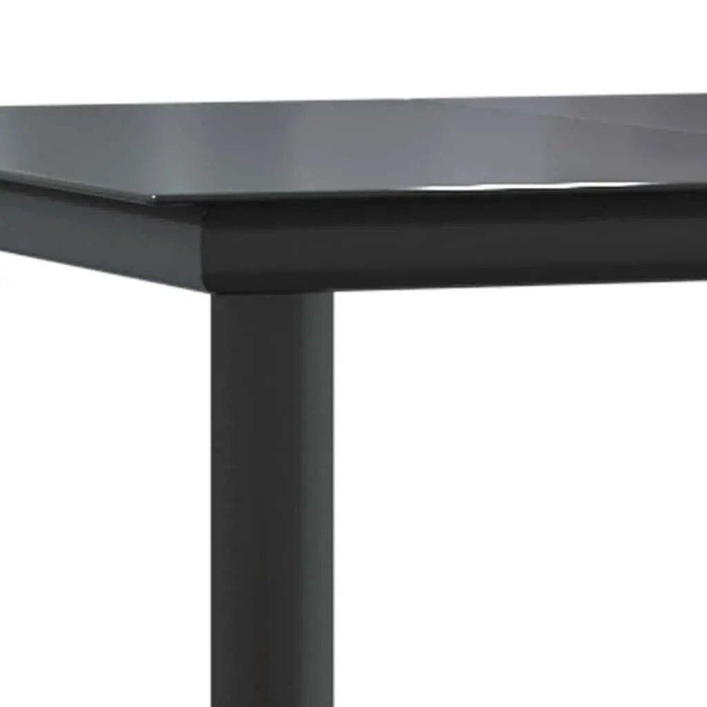 5 Piece Garden Dining Set Poly Rattan Steel Frame Tempered Glass Table Black