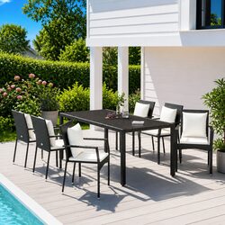 7 Piece Black Garden Dining Set with Cushions