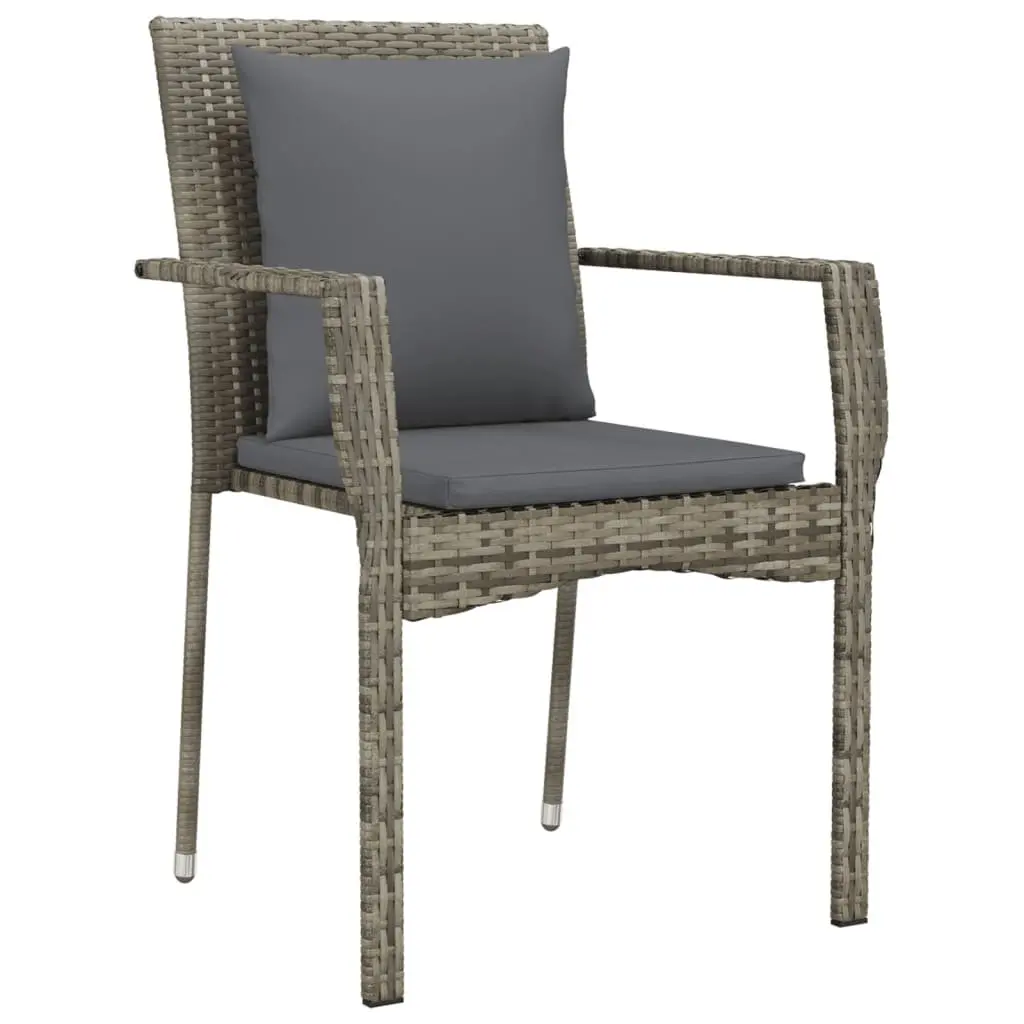 Outdoor Dining Set 9 Piece Modular Grey PE Rattan Furniture with Cushions and Tempered Glass Table
