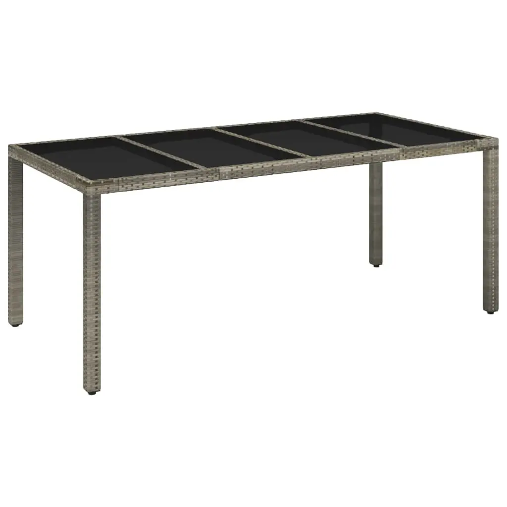 Outdoor Dining Set 9 Piece Modular Grey PE Rattan Furniture with Cushions and Tempered Glass Table