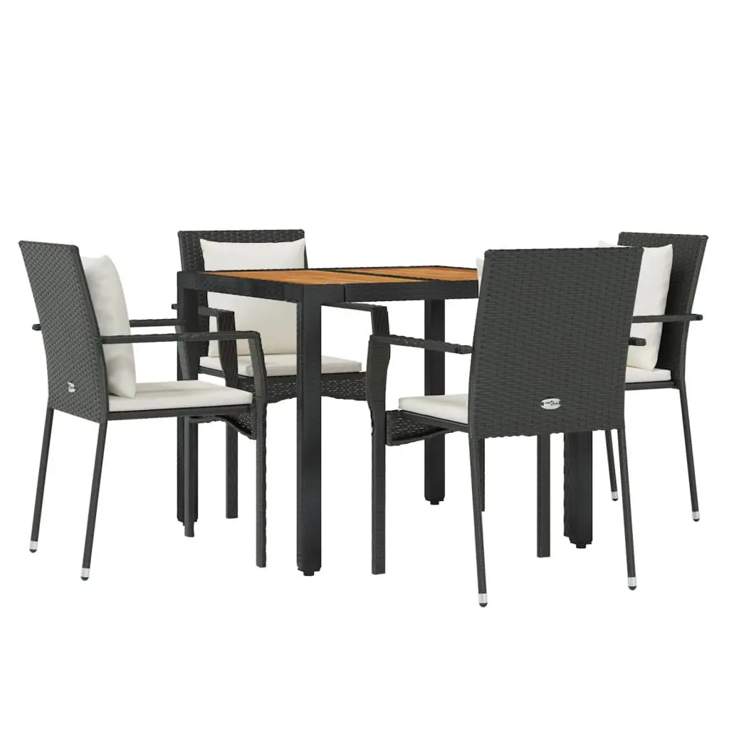 Garden Dining Set PE Rattan Powder-Coated Steel 5 Piece Black
