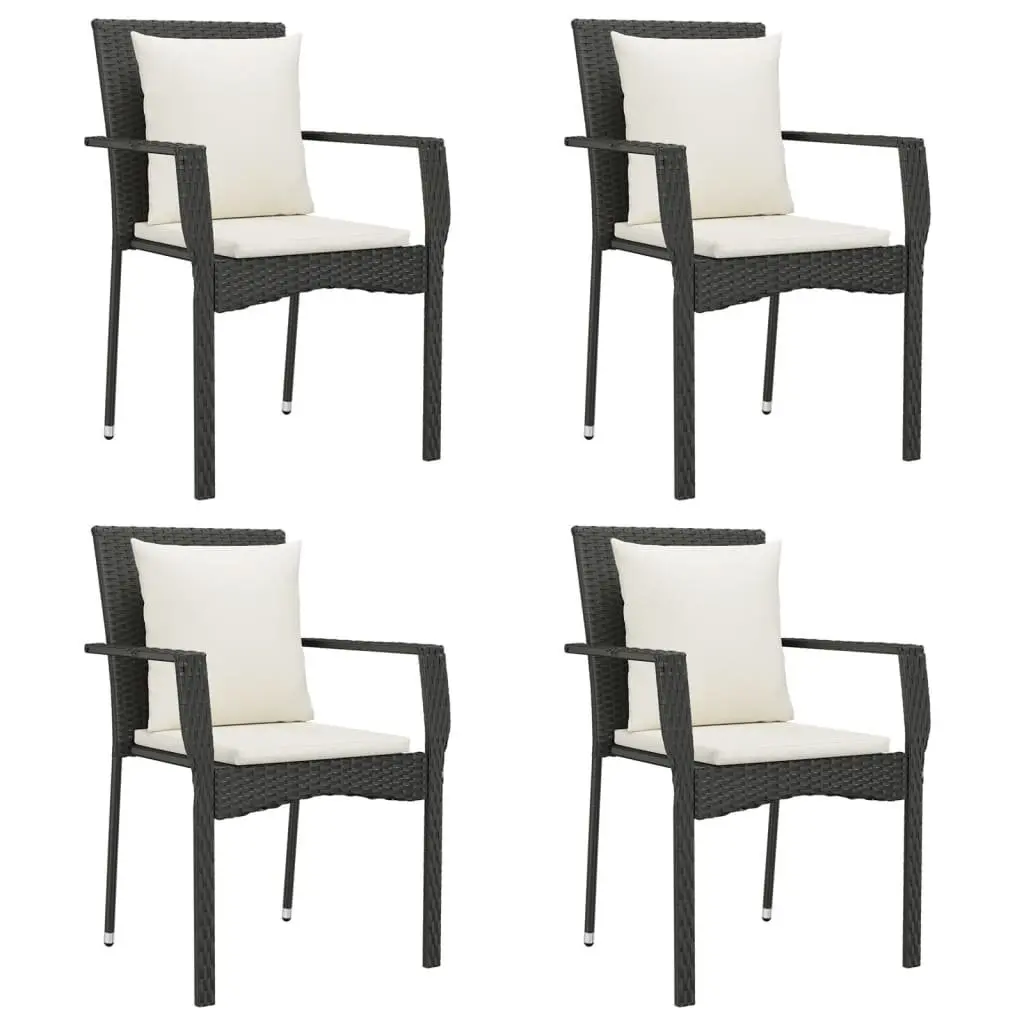 Garden Dining Set PE Rattan Powder-Coated Steel 5 Piece Black