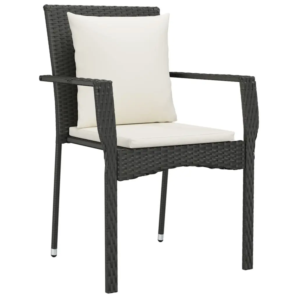 Garden Dining Set PE Rattan Powder-Coated Steel 5 Piece Black