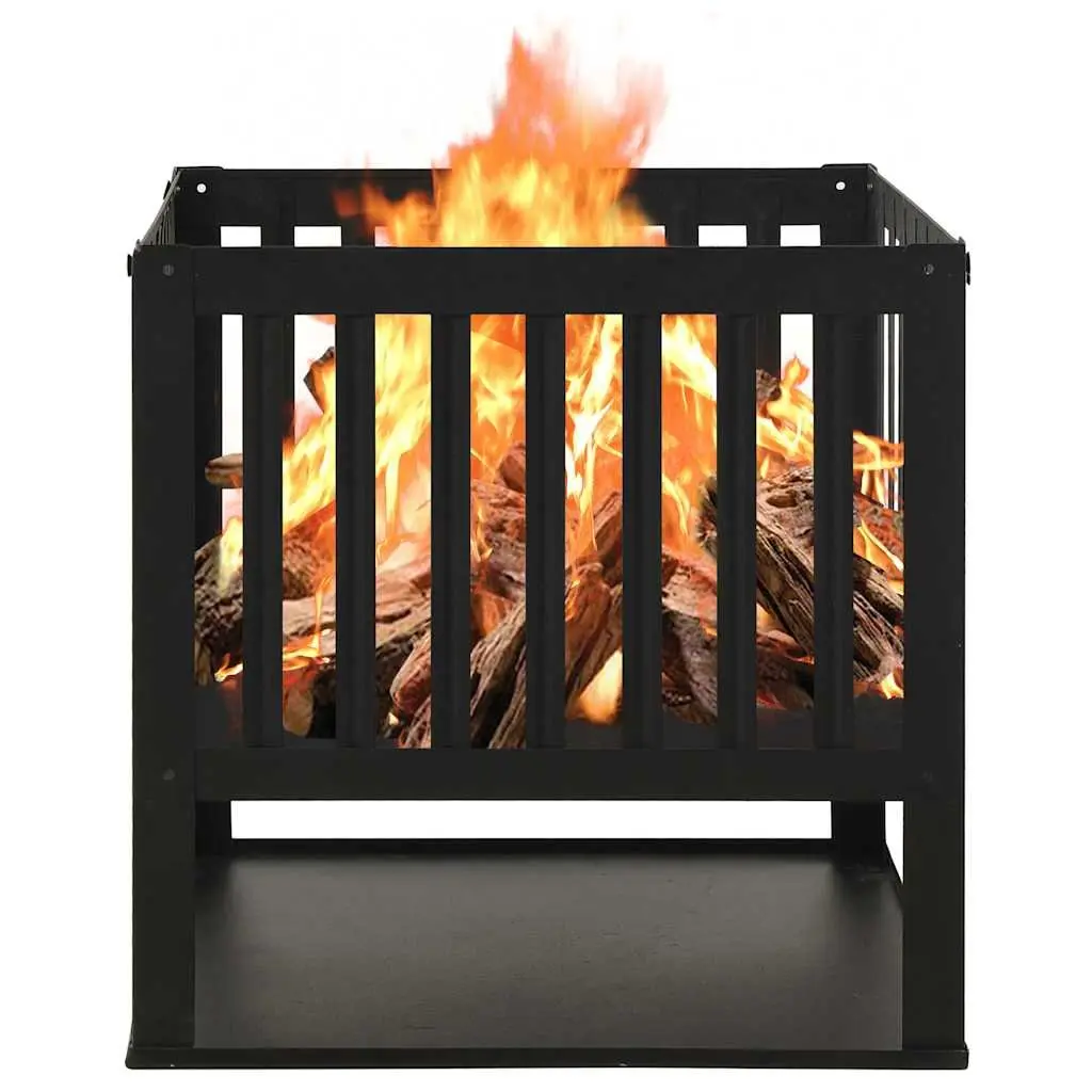 Steel Fire Pit Black 40cm Large Deep Bowl Outdoor Heater for Garden and Patio