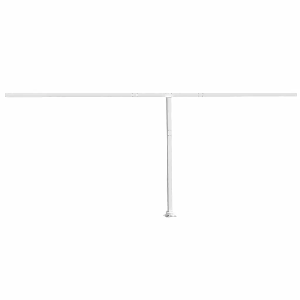 Awning Post Set Iron 600x245 cm White Outdoor Shade Support Rotary Base
