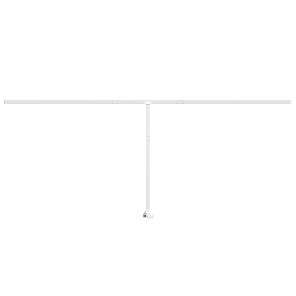 Awning Post Set Iron 600x245 cm White Outdoor Shade Support Rotary Base