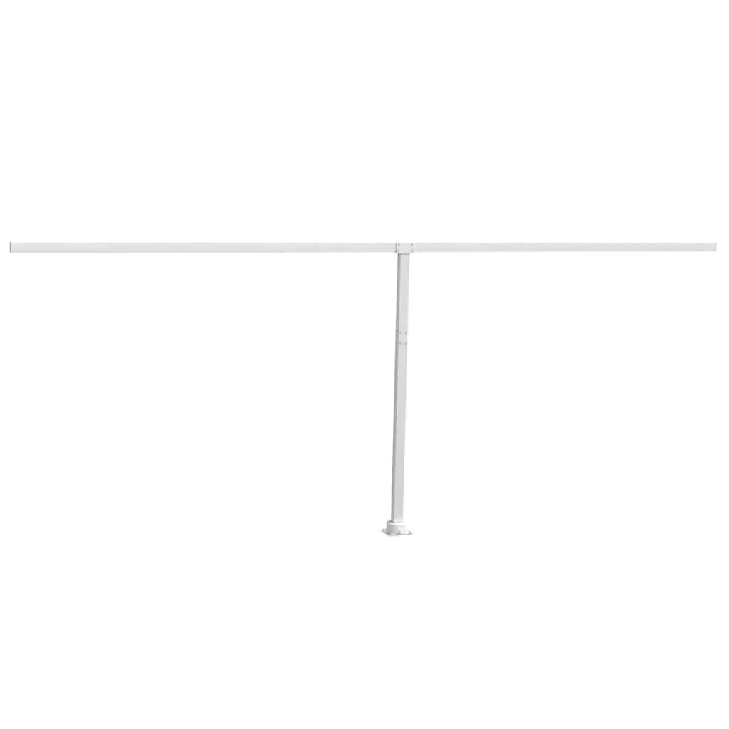 Awning Post Set Iron 600x245 cm White Outdoor Shade Support Rotary Base