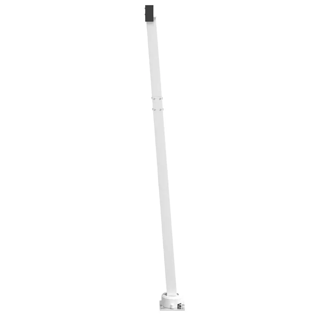 Awning Post Set Iron 600x245 cm White Outdoor Shade Support Rotary Base