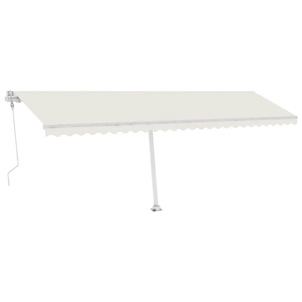 Awning Post Set Iron 600x245 cm White Outdoor Shade Support Rotary Base