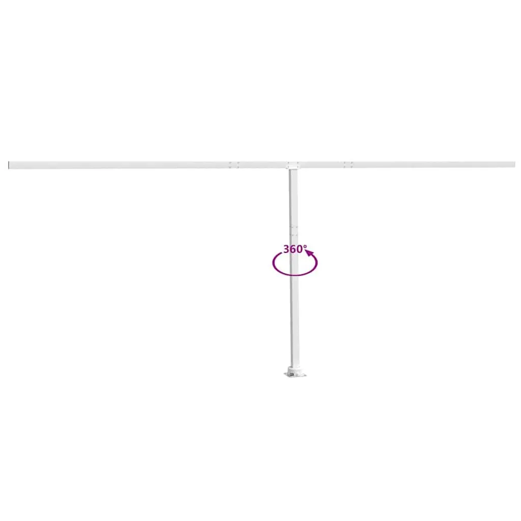 Awning Post Set Iron 600x245 cm White Outdoor Shade Support Rotary Base