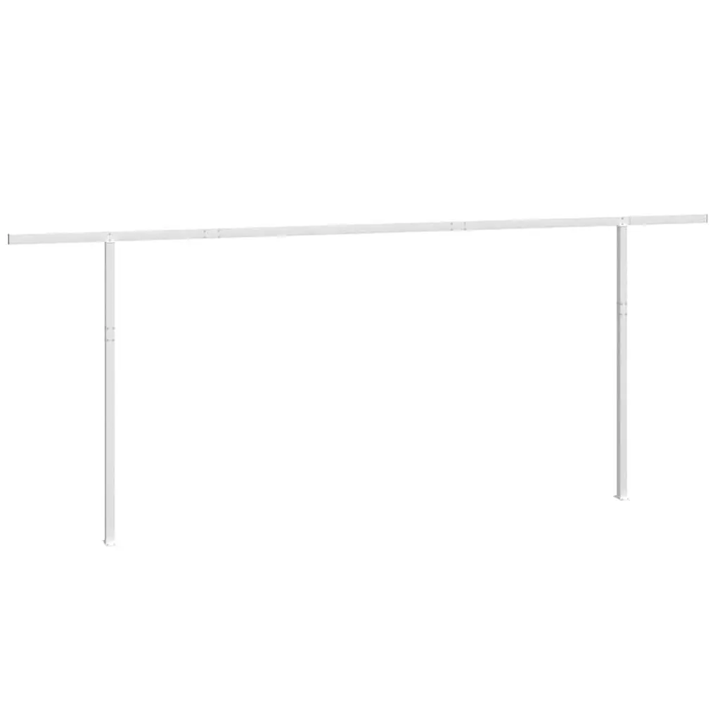 Awning Post Set Iron Double Posts 600x245 cm White Outdoor Terrace Balcony Garden