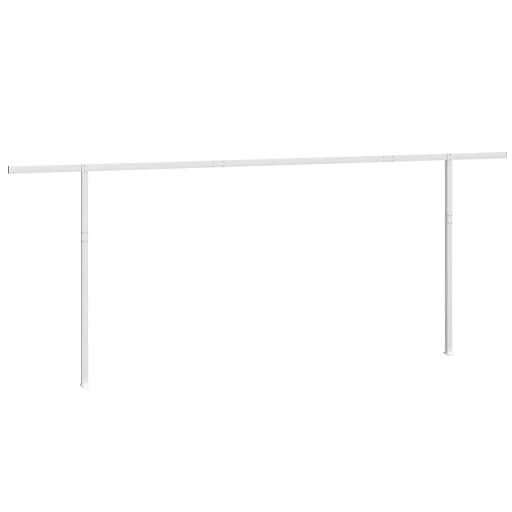 Awning Post Set Iron Double Posts 600x245 cm White Outdoor Terrace Balcony Garden