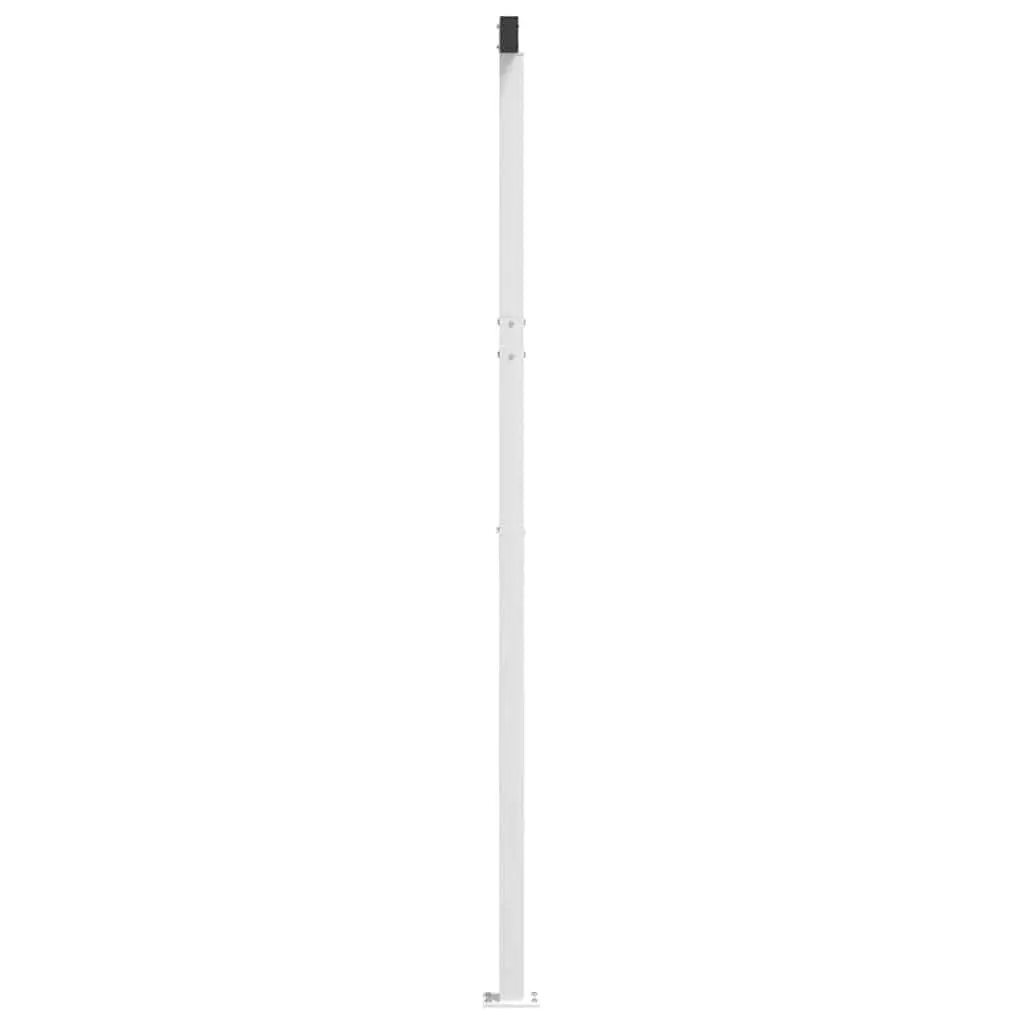 Awning Post Set Iron Double Posts 600x245 cm White Outdoor Terrace Balcony Garden