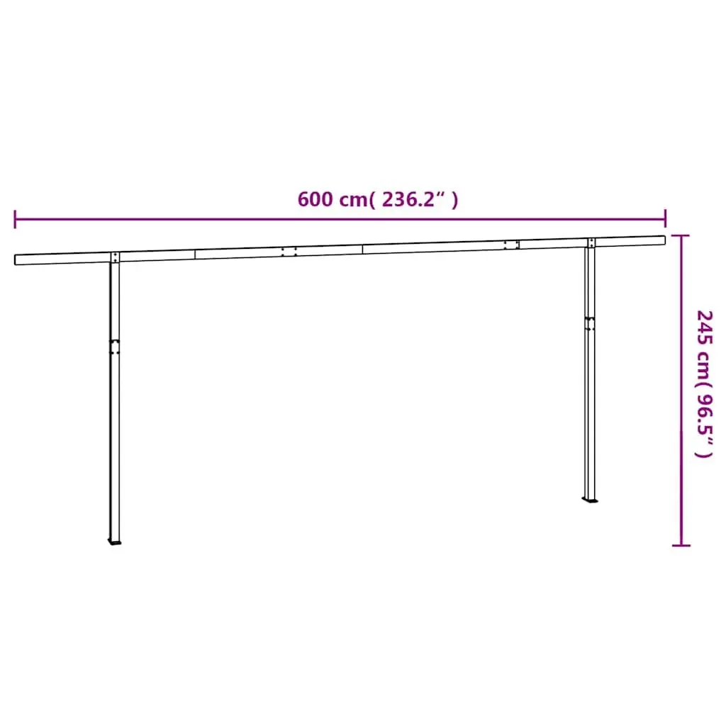 Awning Post Set Iron Double Posts 600x245 cm White Outdoor Terrace Balcony Garden