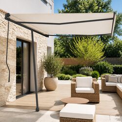 Awning Post Set Anthracite 300x245 cm Outdoor Shade Support Rotary Base