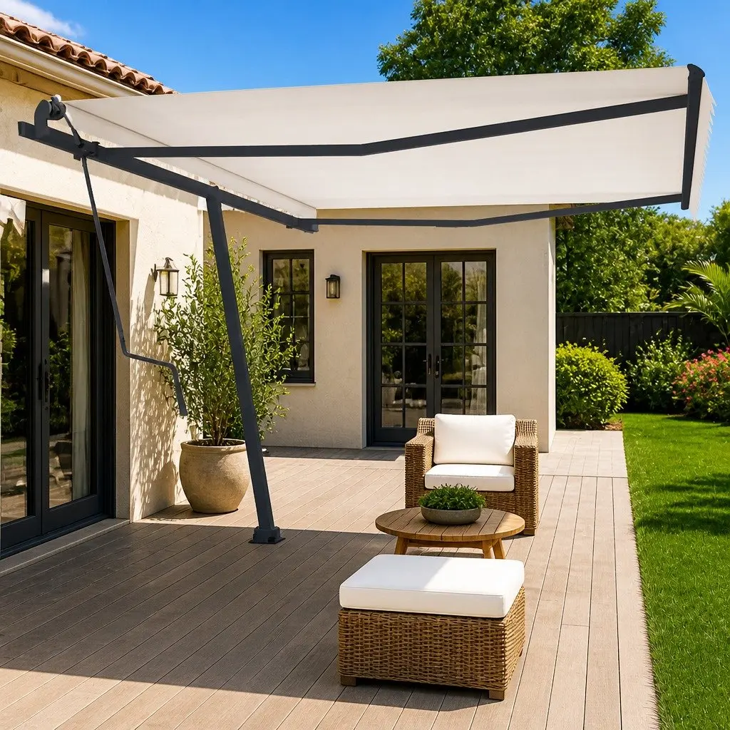 Outdoor Shade Support Post Set Durable Iron 450x245cm Rotatable Base Anthracite