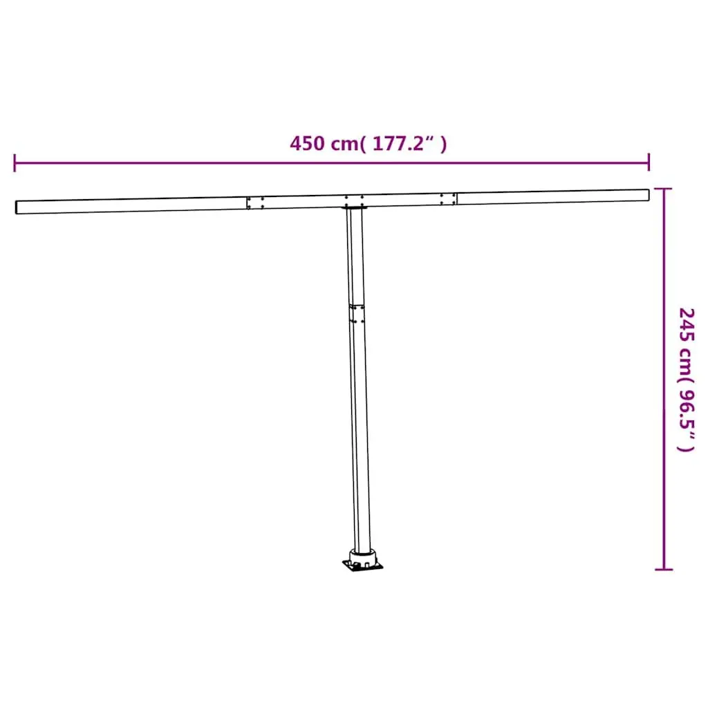 Outdoor Shade Support Post Set Durable Iron 450x245cm Rotatable Base Anthracite