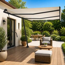 Awning Post Set Anthracite 600x245 cm Outdoor Shade Support Rotary Base Garden