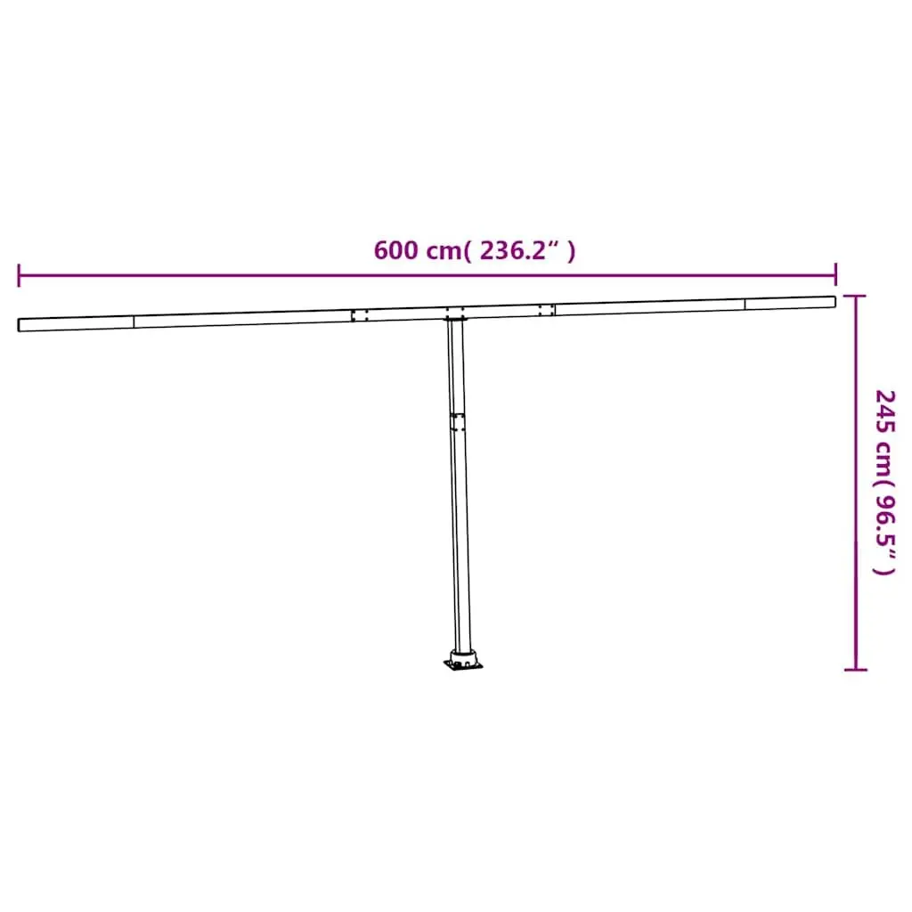 Awning Post Set Iron 600x245 cm Anthracite Outdoor Shade Support Rotary Base