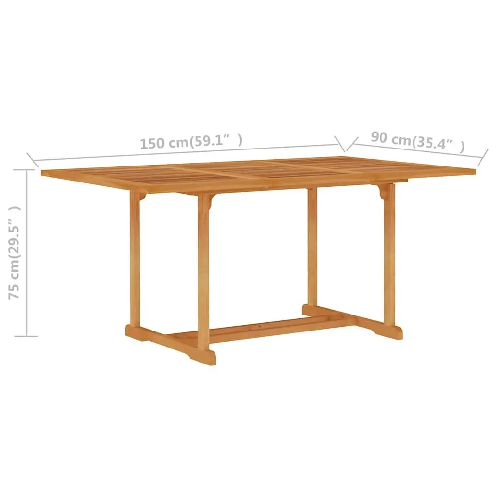 Garden Dining Table Teak Hardwood 150x90x75 cm White Outdoor Furniture