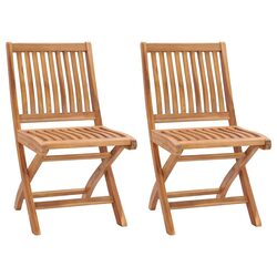 Practical Folding Garden Chairs - 2 Wooden Chairs Set