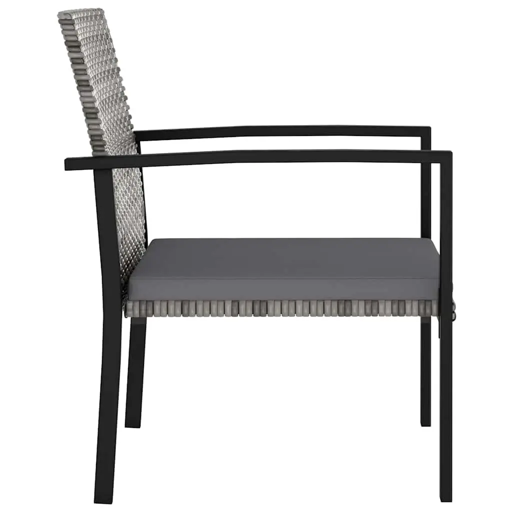 Outdoor Dining Chairs PE Rattan Steel Frame Set 4 Grey with Cushions