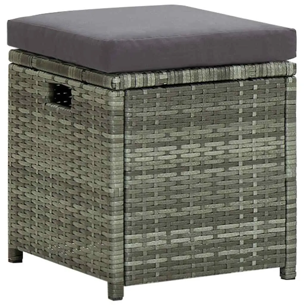 6 Piece Garden Lounge Set Grey with Cushions Powder Coated Steel Frame PE Rattan Corner Sofa Stools Coffee Table