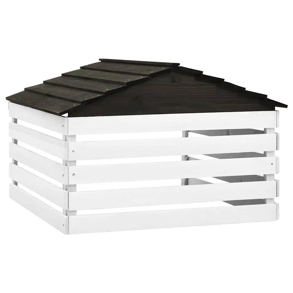 Robotic Lawn Mower Storage Shed Cover Outdoor Protection Black White Firwood 78x74x54cm