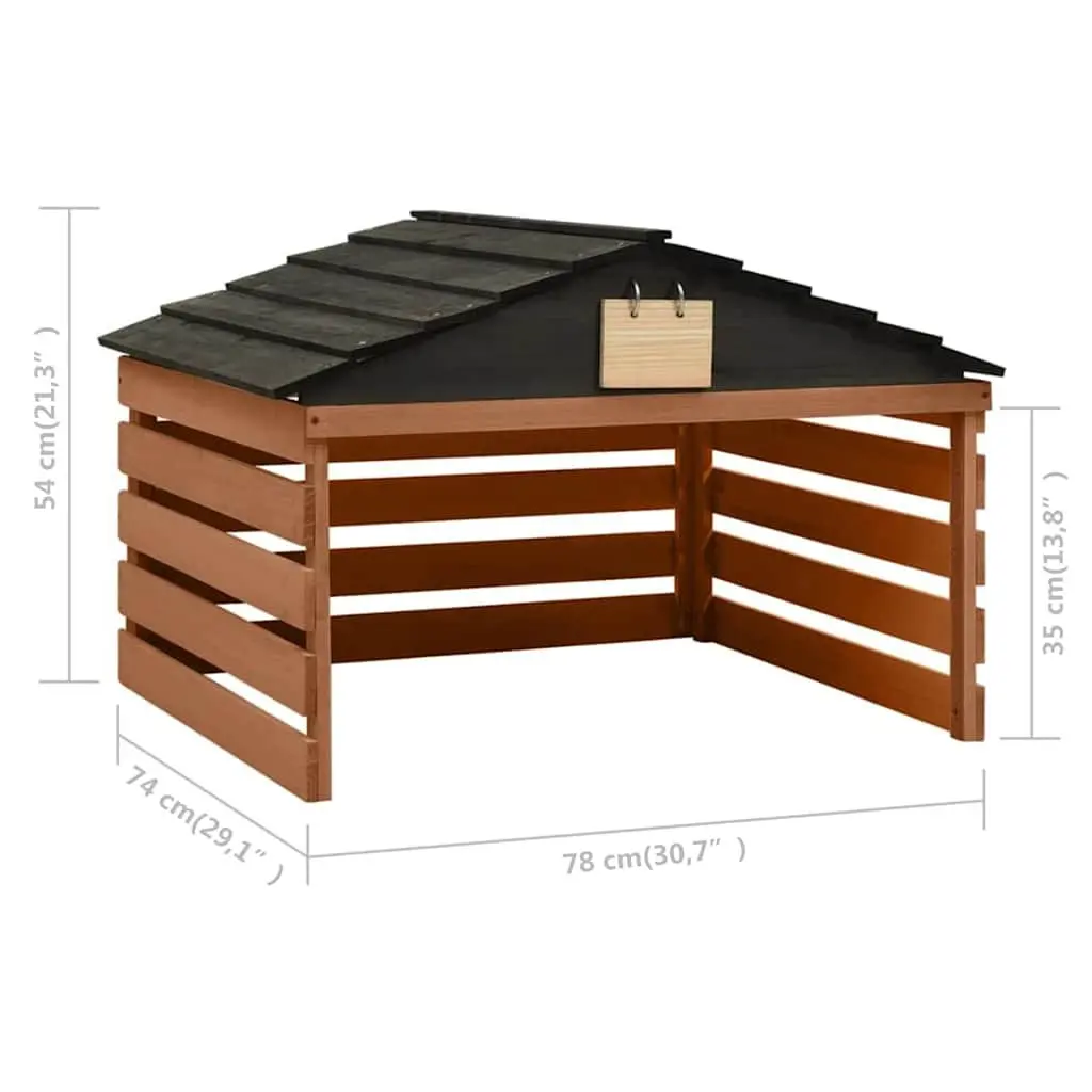 Robotic Lawn Mower Garage Firwood Outdoor Storage 78 x 74 x 54 cm Brown