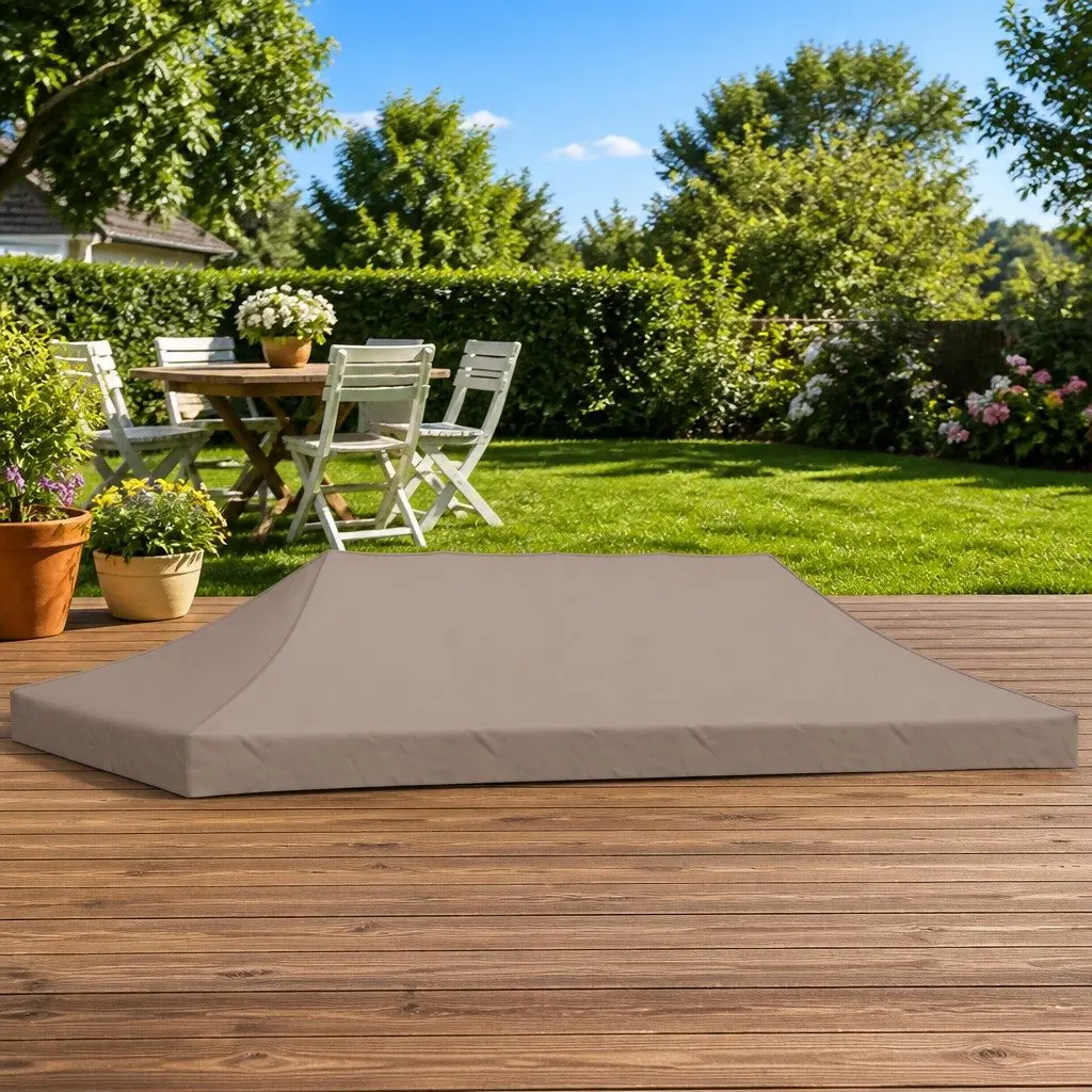 Party Tent Roof Oxford Fabric 6x3m Taupe Outdoor Canopy Top Replacement Cover