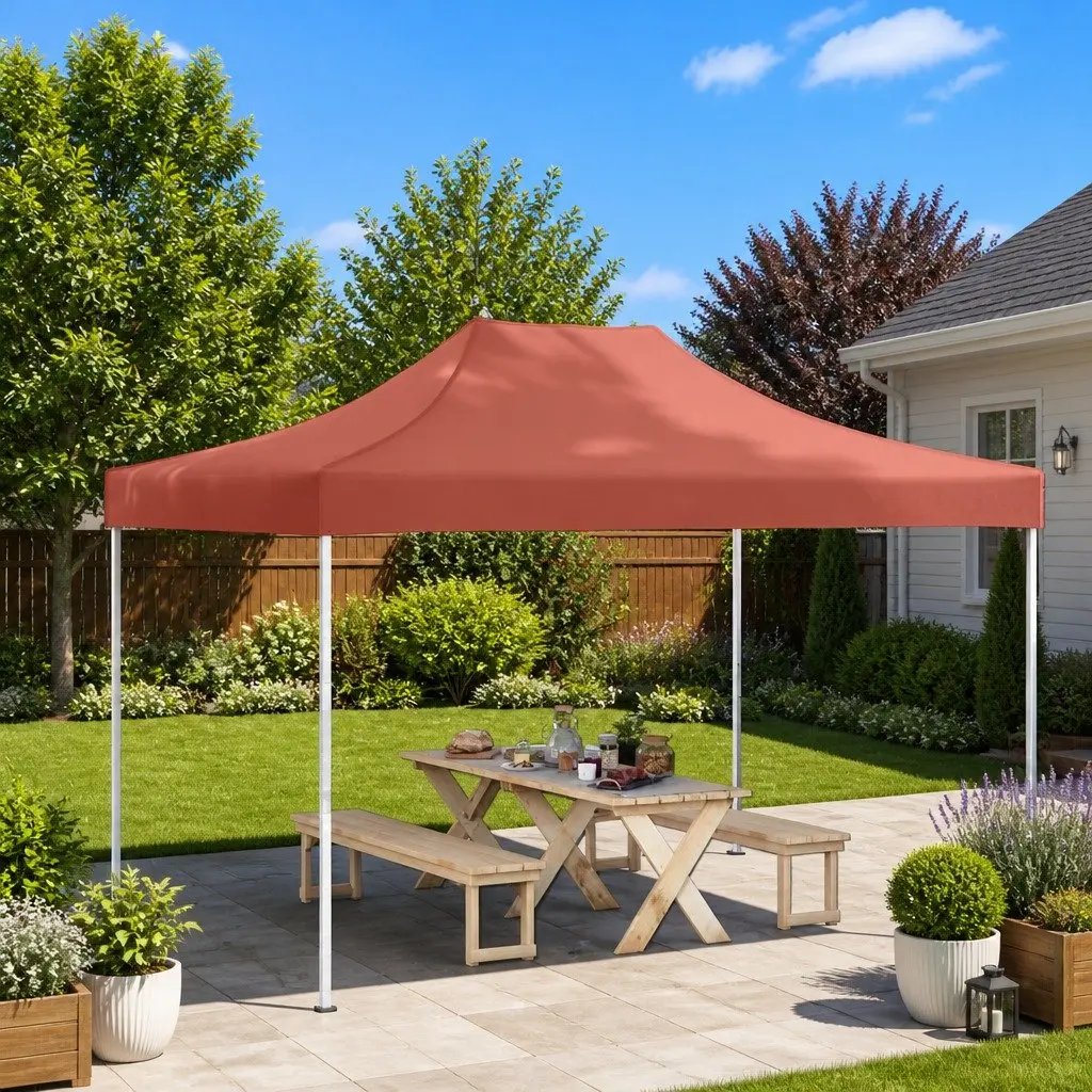 Party Tent Roof Replacement Canopy Top 4.5x3m Brown Oxford Fabric