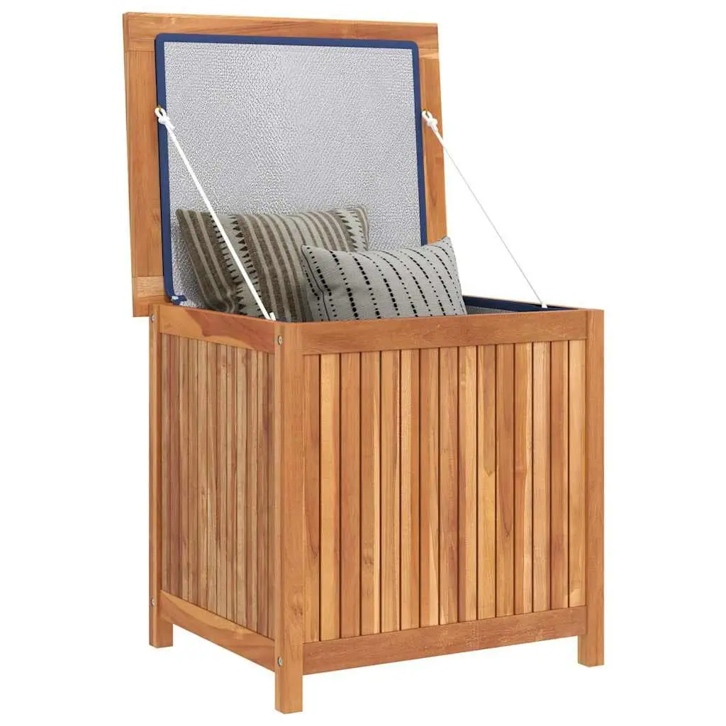 Outdoor Wooden Storage Box 60x50x58cm Teak Hardwood Brown with Water Resistant Lining
