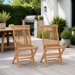 Practical Outdoor Teak Chairs - Set of 2 for Your Garden