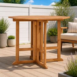Folding Garden Dining Table 90x90x75cm Outdoor Furniture Teak Wood Brown