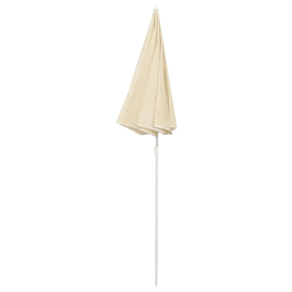 Outdoor Garden Umbrella Beige 180cm UV Protective Polyester Canopy Adjustable Tilt Steel Pole