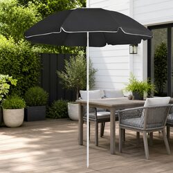 Garden Parasol Anthracite 180cm Outdoor Shade Umbrella Steel Pole Tilt Function