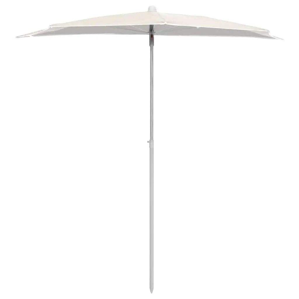 Half Round Garden Parasol UV Protective Polyester Cream 180 x 90 cm