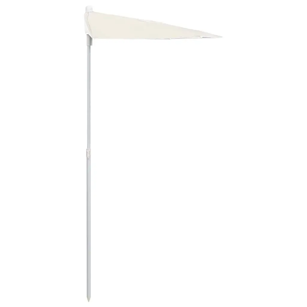 Half Round Garden Parasol UV Protective Polyester Cream 180 x 90 cm