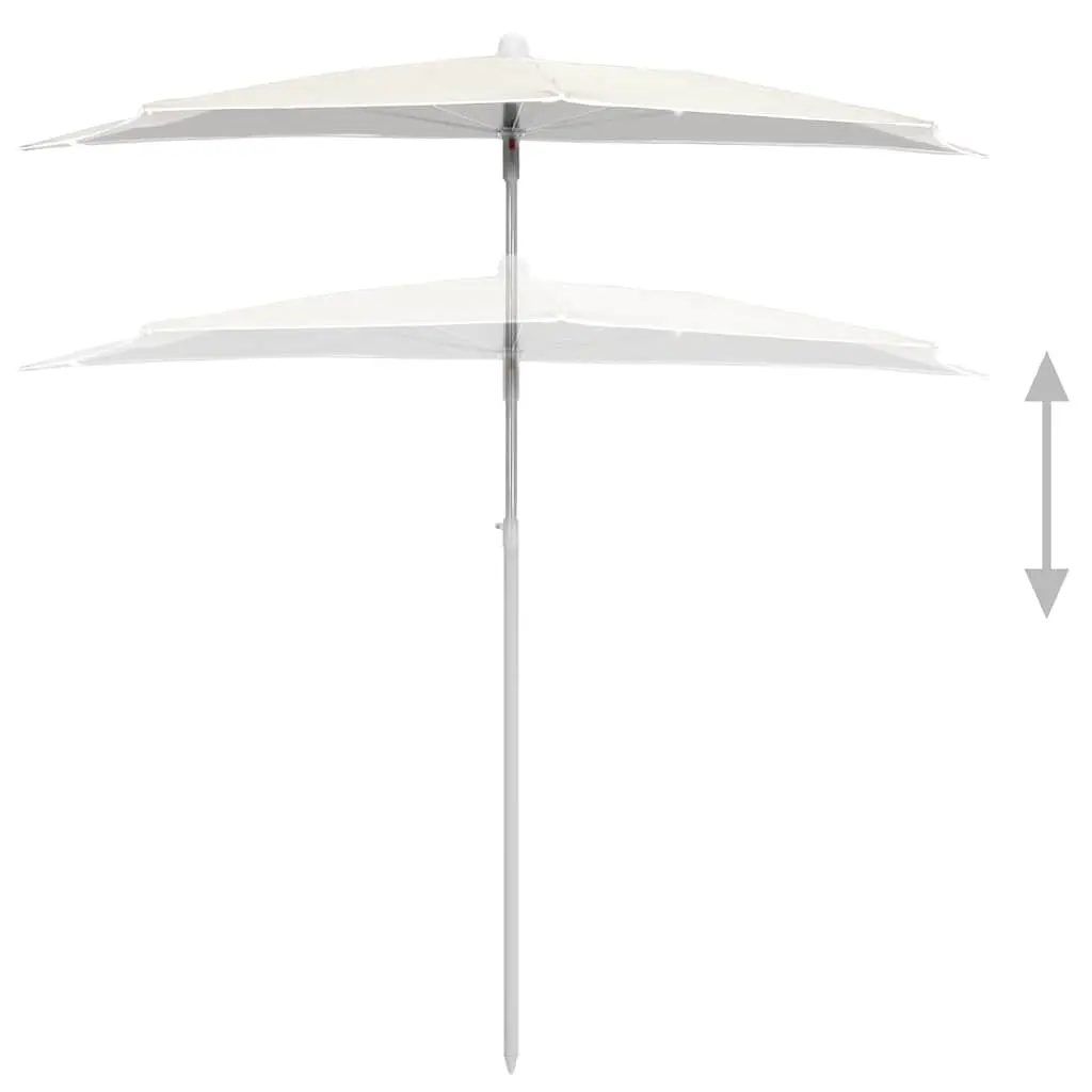 Half Round Garden Parasol UV Protective Polyester Cream 180 x 90 cm