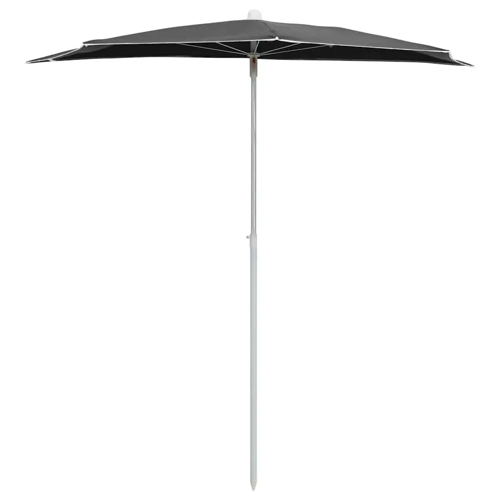 Half Round Garden Parasol UV Protective Polyester 180x90 cm Anthracite Steel Pole
