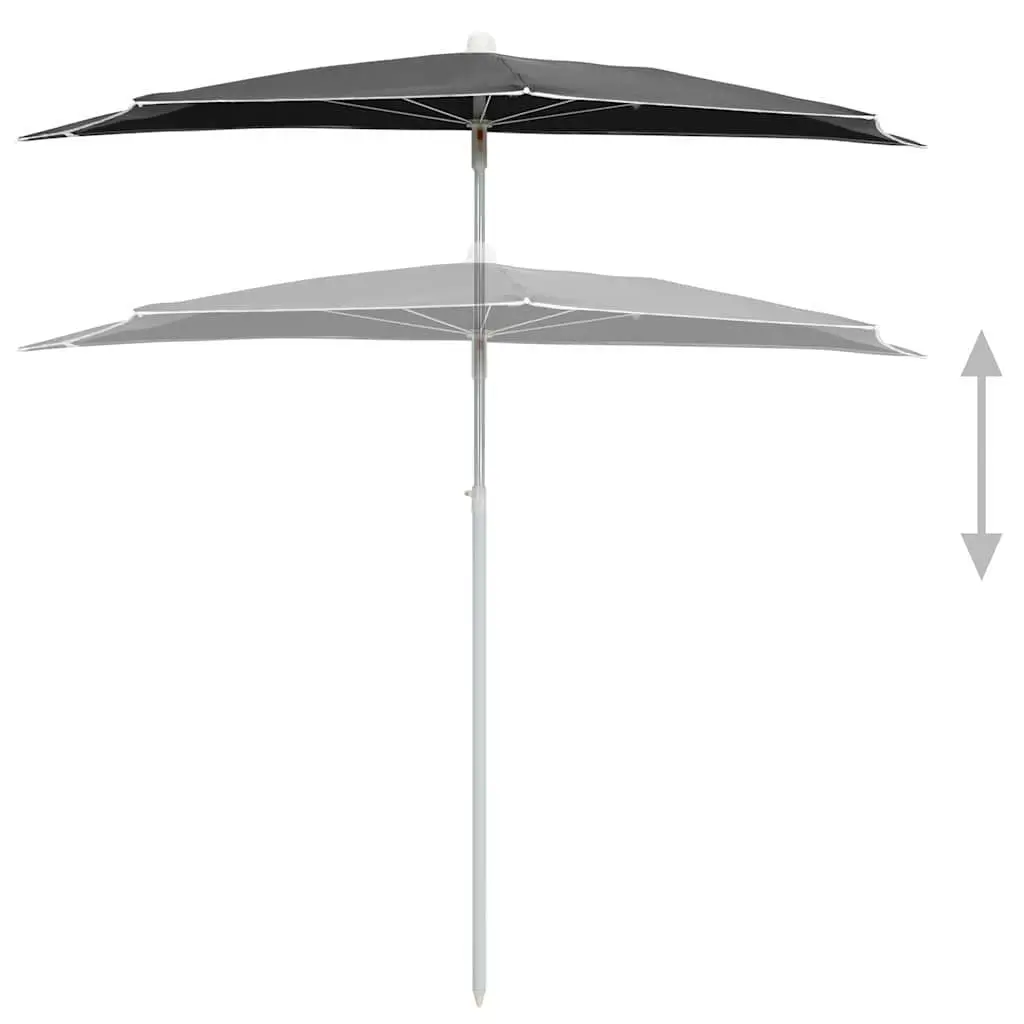Half Round Garden Parasol UV Protective Polyester 180x90 cm Anthracite Steel Pole