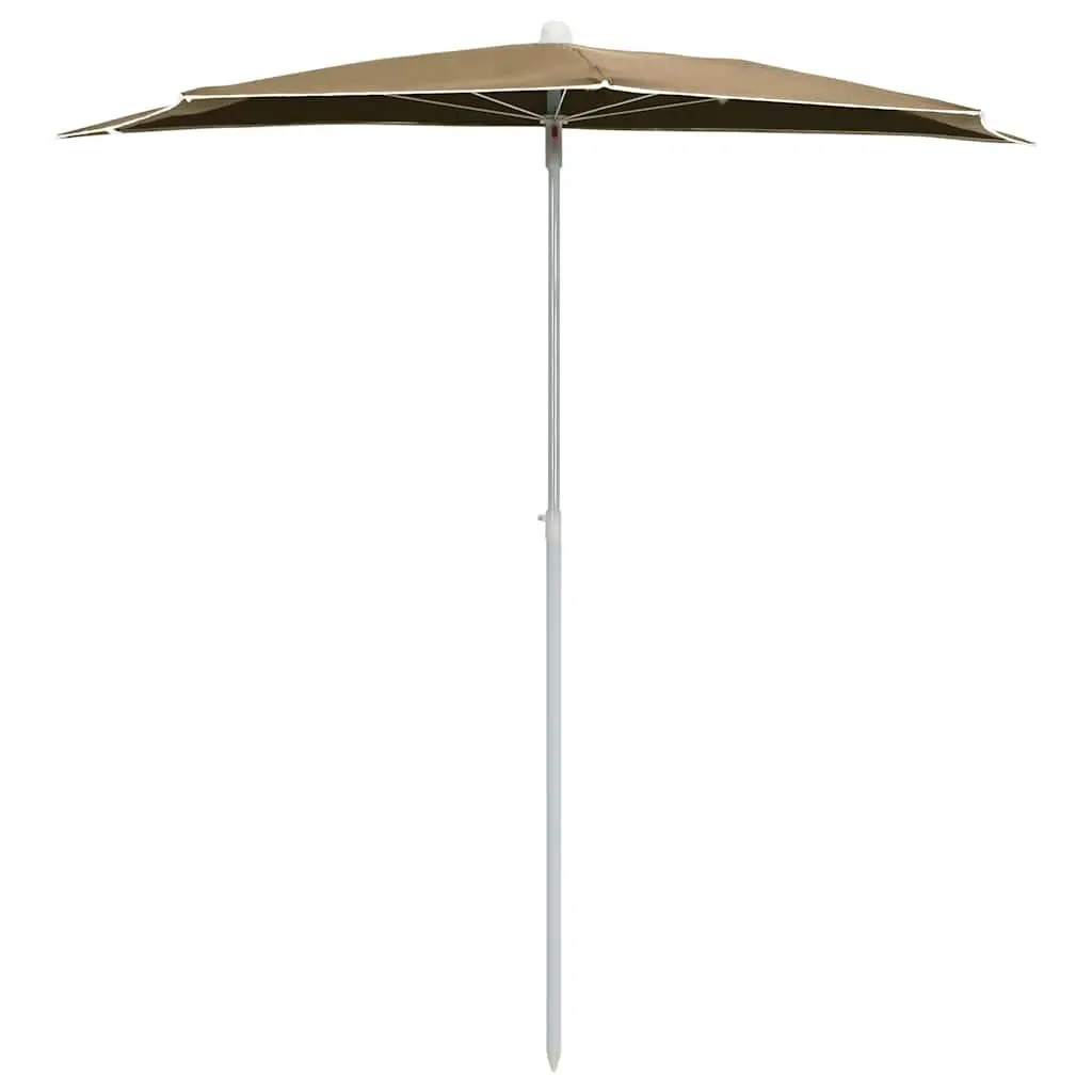 Half Round Garden Parasol Steel Pole 180 x 90 cm Taupe