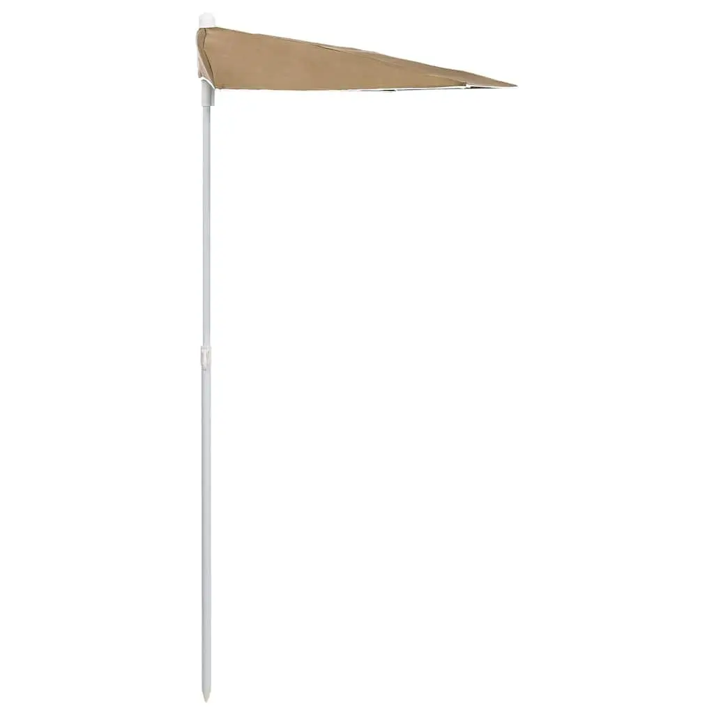 Half Round Garden Parasol Steel Pole 180 x 90 cm Taupe