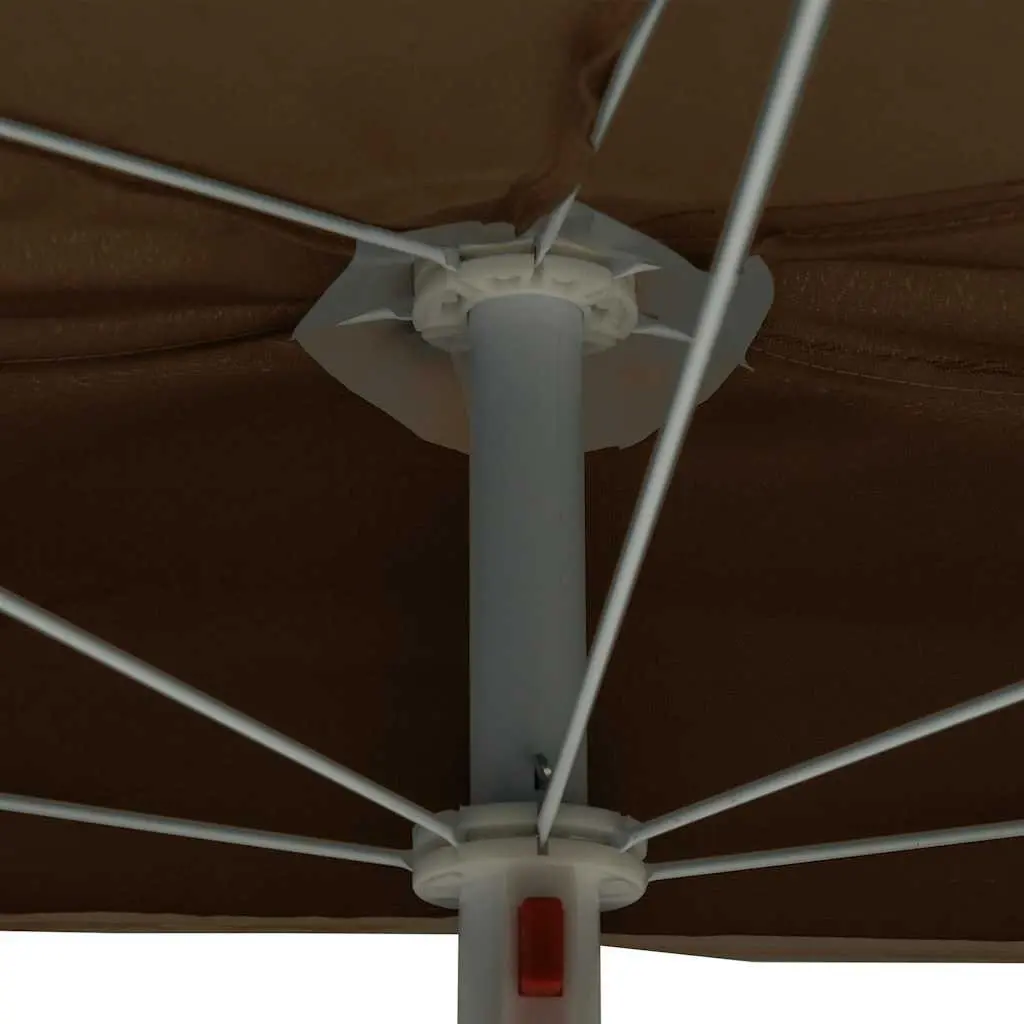 Half Round Garden Parasol Steel Pole 180 x 90 cm Taupe