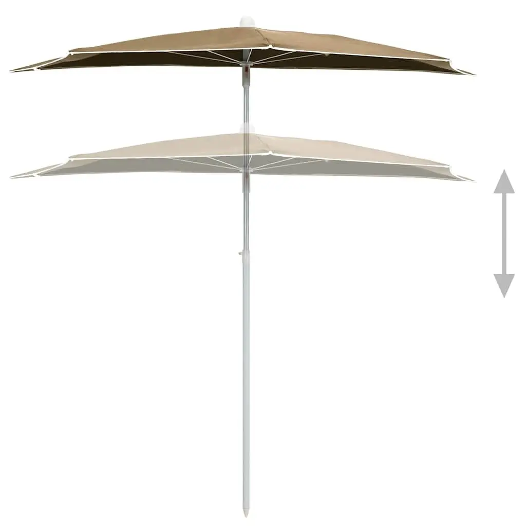 Half Round Garden Parasol Steel Pole 180 x 90 cm Taupe