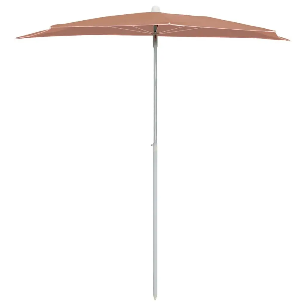 Half Round Garden Parasol UV Protective Polyester 180x90cm Steel Pole Orange