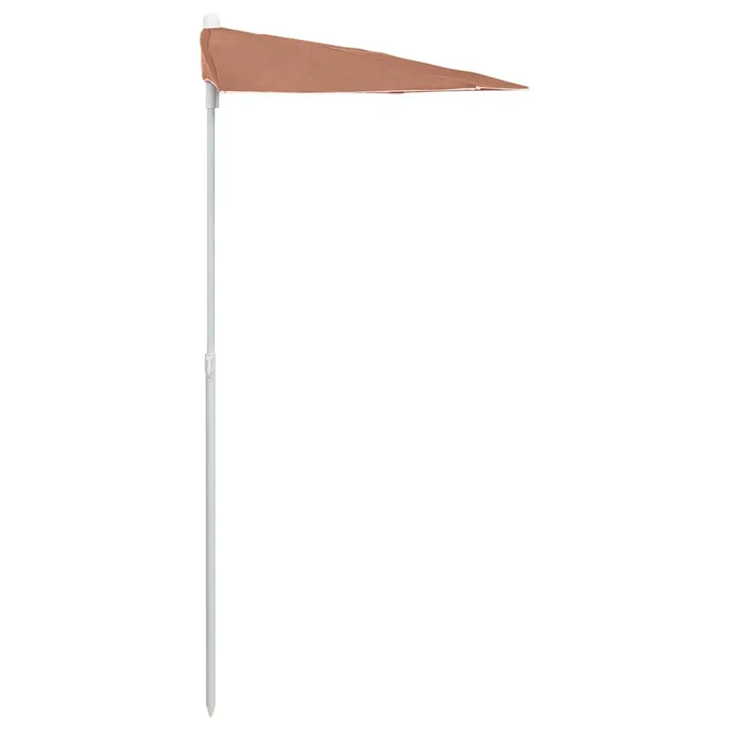 Half Round Garden Parasol UV Protective Polyester 180x90cm Steel Pole Orange