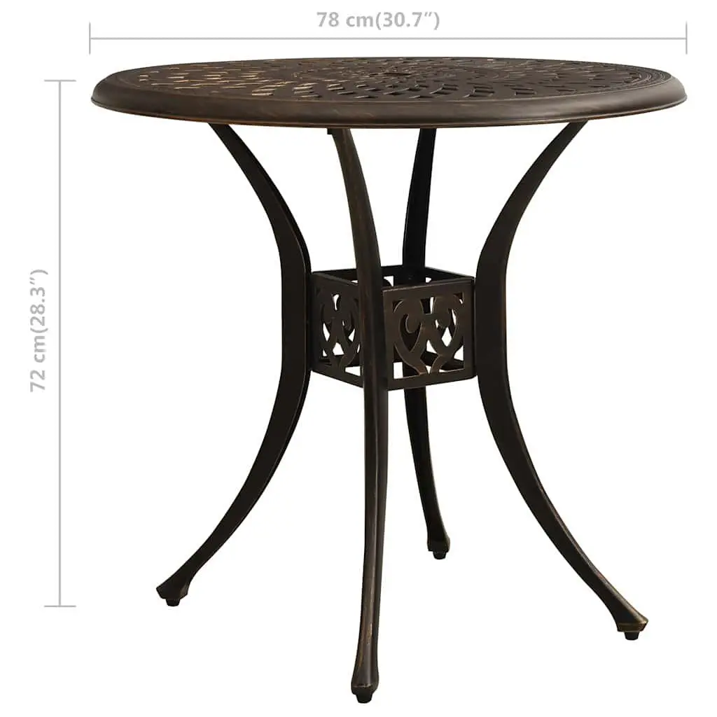 Garden Table Cast Aluminium Square 78x78x72cm Brown