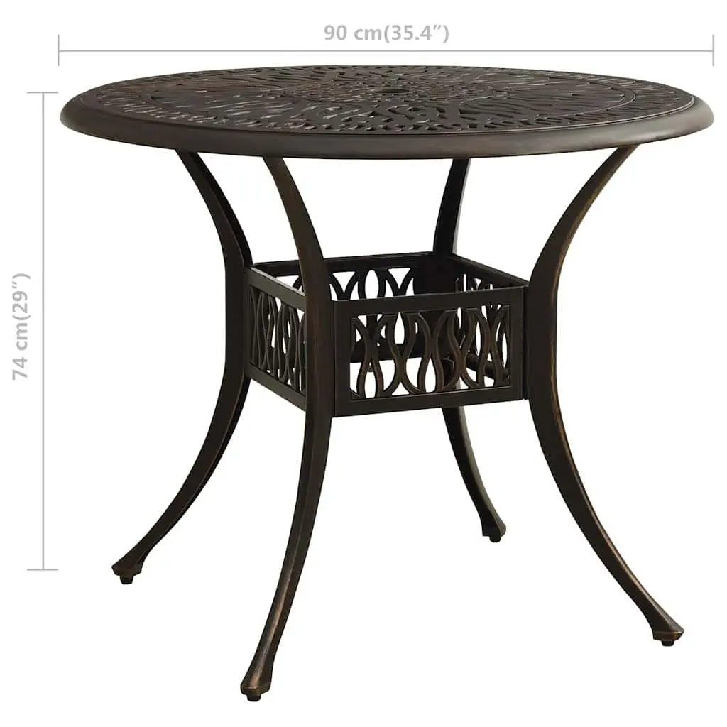 Garden Table Outdoor Patio Furniture Cast Aluminium Brown 90x90x74cm Tea Coffee