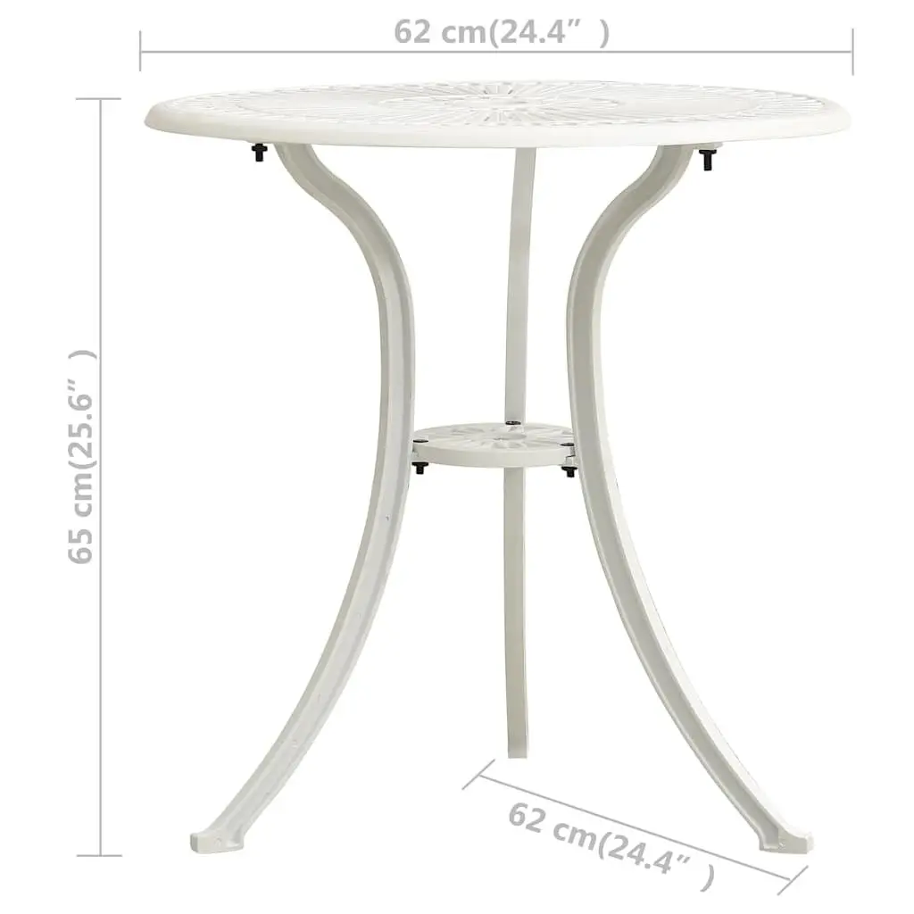 Bistro Set Cast Aluminium Outdoor Garden Furniture 3 Piece White Patio Chairs